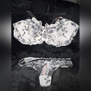 Victoria's Secret Wicked Unlined Embroidered Balconette Bra and matching panty. 